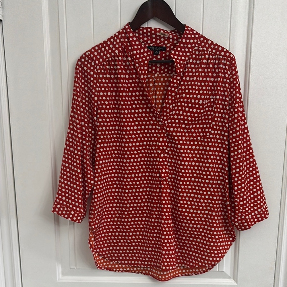 ANTILIA FEMME Red with White Polka Dot Top